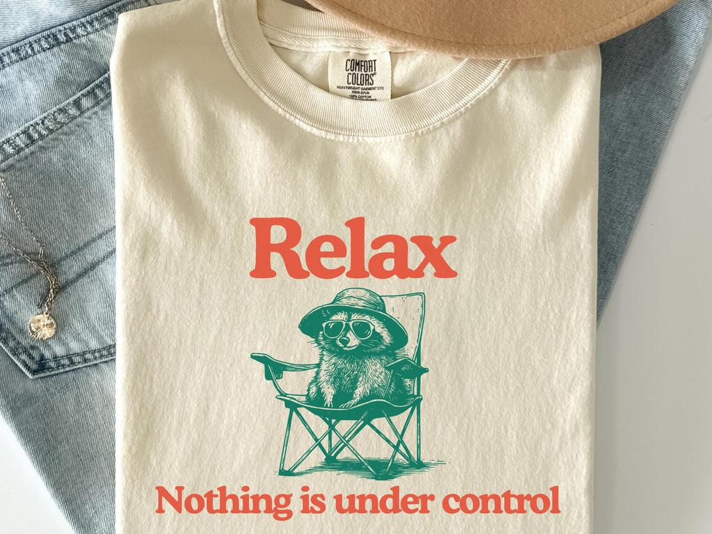 Chill Raccoon Vintage Shirt - Relax Nothing Is Under Control Trash Panda Tee, Summer Racoon Tee, Raccoon Chilling Vibes
