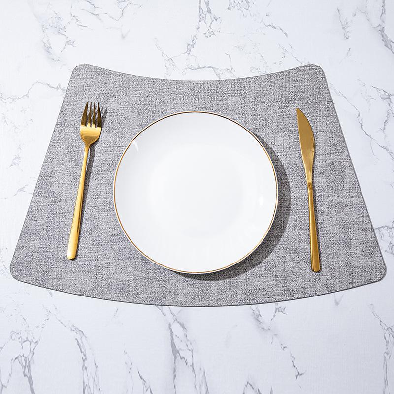 Fan-shaped Household Leather Placemat Hotel Restaurant Fan-shaped Western Dining Mat European Cloth Pattern Thermal Insulation Dining Table Mat