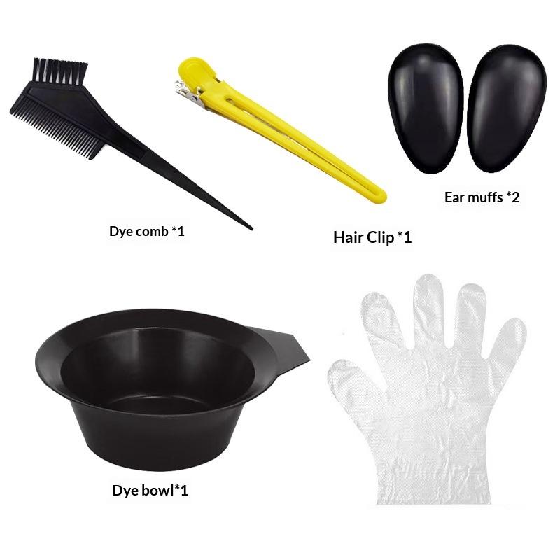 1Set Hair Dyeing Tools Set Home Salon Hair Dyeing Brush Hair Dyeing Cream Bowl Coloring Brush Comb Earcap Clips Dyeing Cape Kits