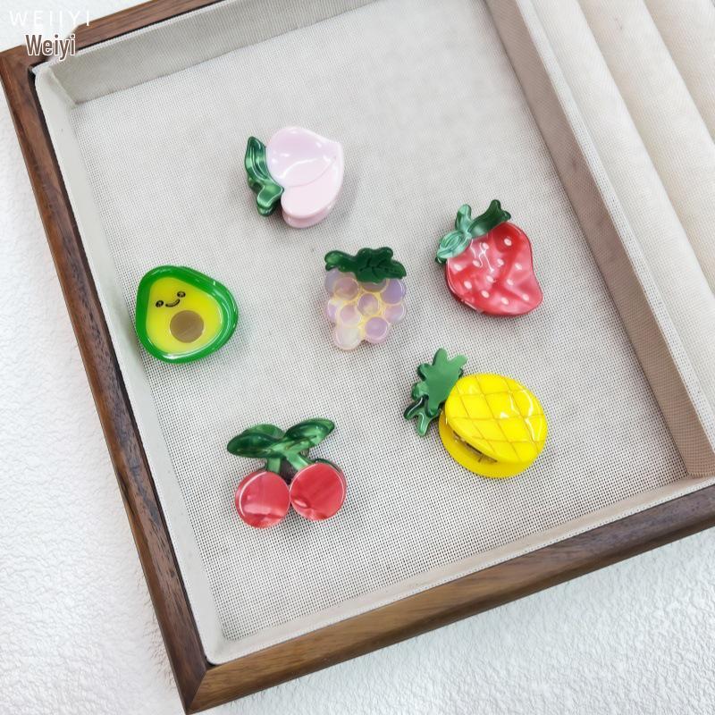 Wei Yi Jewelry Acetate Fruit Series Hair Claw Clip - Cute Small Size, High-End Hair Accessory for Flyaway Bangs