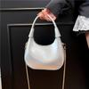 2025 Spring New Popular Angola Burgundy Patent Leather High-end Handbag Texture Women's Bag U-shaped Dumpling Bag