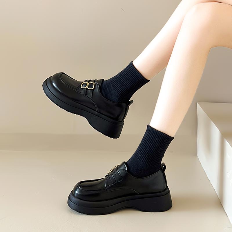 New Spring and Autumn British Style Mary Jane Shoes Platform Height Commuter Small Leather Shoes