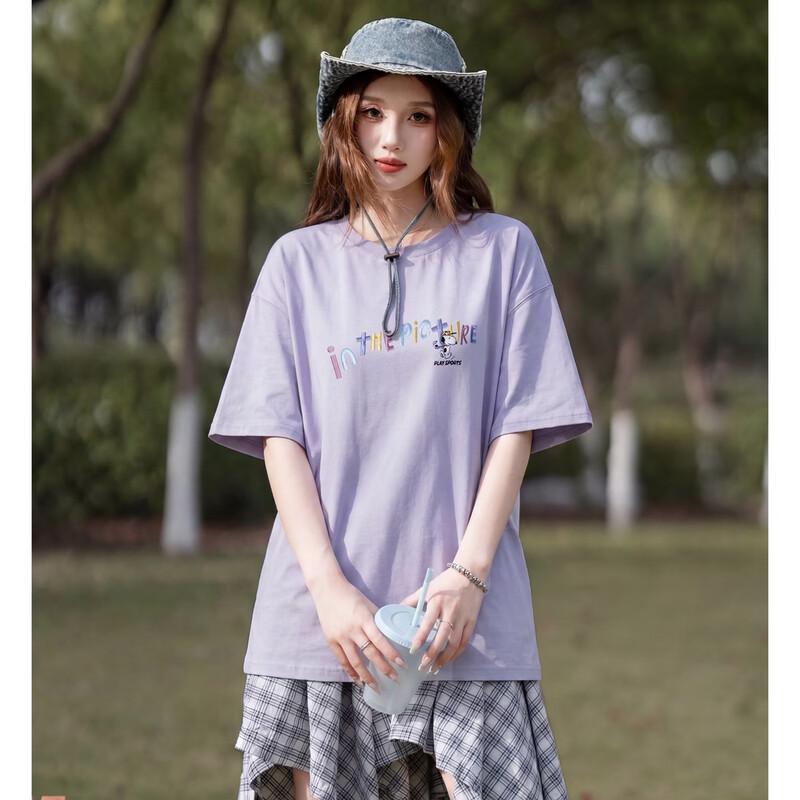 

TonLion Women s Snoopy Letter Print Short Sleeve T-Shirt M