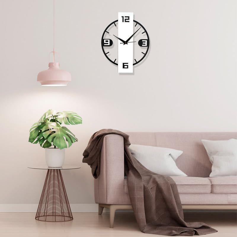 Ceas de perete pentru casă, birou, sufragerie, dormitor, | Mare, elegant, ultimul decor pentru casă | (40 X 32 CM) | Alb și Negru (Baterie inclusă)