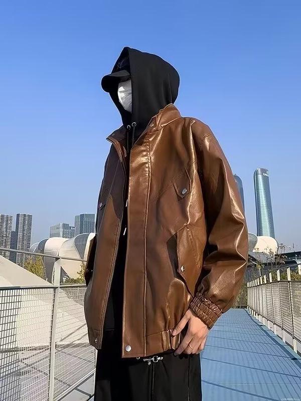 Men's Trendy Cross Retro PU Leather Jacket - Scoundrel Cool Design for Spring/Autumn Street Style & Motorcycle Wear