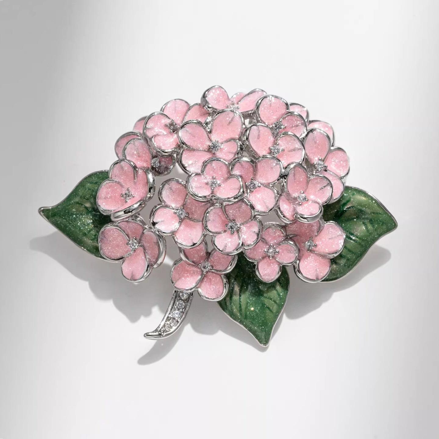 Kugelblumen-Brosche - Personalisierte Design für Damen, Dreidimensionale Blumenbrosche, Exquisites Blumen-Anstecknadel Hydrangea gray