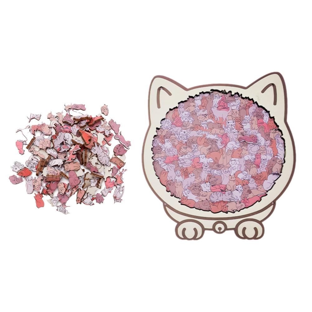 135pcs Morandi-colored Cat-shaped Puzzle with Cat Silhouette Frame Macaron Color Cut Cat Pieces Cat Puzzle For Ornaments