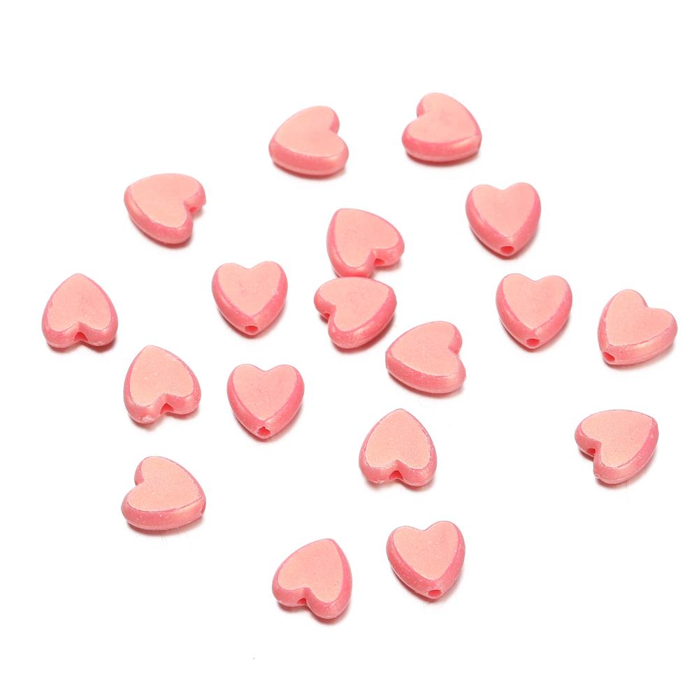50/100Pcs/lot 8.5*9mm Multicolor Plastic Love Heart Spacer Beads for Diy Handmade Necklace Earring Jewelry Making Accessories