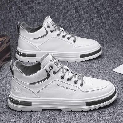 Men's Shoes Summer 2025 New Men's Casual One-pedal Leather Shoes Little White Board Shoes High-top Martin Boots Versatile Trendy Shoes