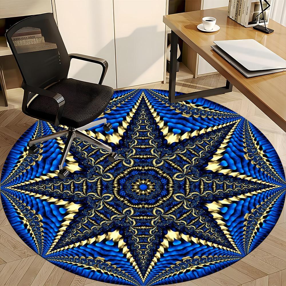 1pc Blue Star Mandala Chair Carpet for Office Non-Slip Mat for Office - Decorative Floor Mat yy251030220