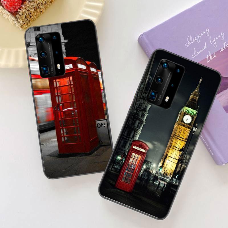 london bus england telephone Soft Clear Phone Case For Huawei P30 Lite P10 P20 P40 P50 Pro Mate 40 Pro 30 20 10 Lite Cover Silic
