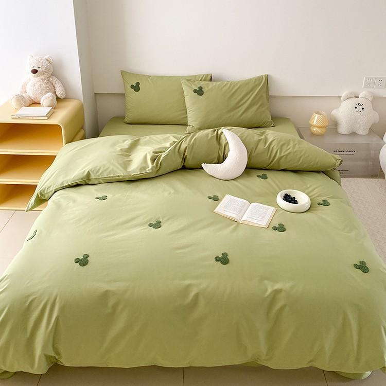 100 % reine Baumwolle Bett Vier-Teile Bettlaken Bettbezug Kissenbezug Hautfreundlich und Atmungsaktiv Vier Jahreszeiten