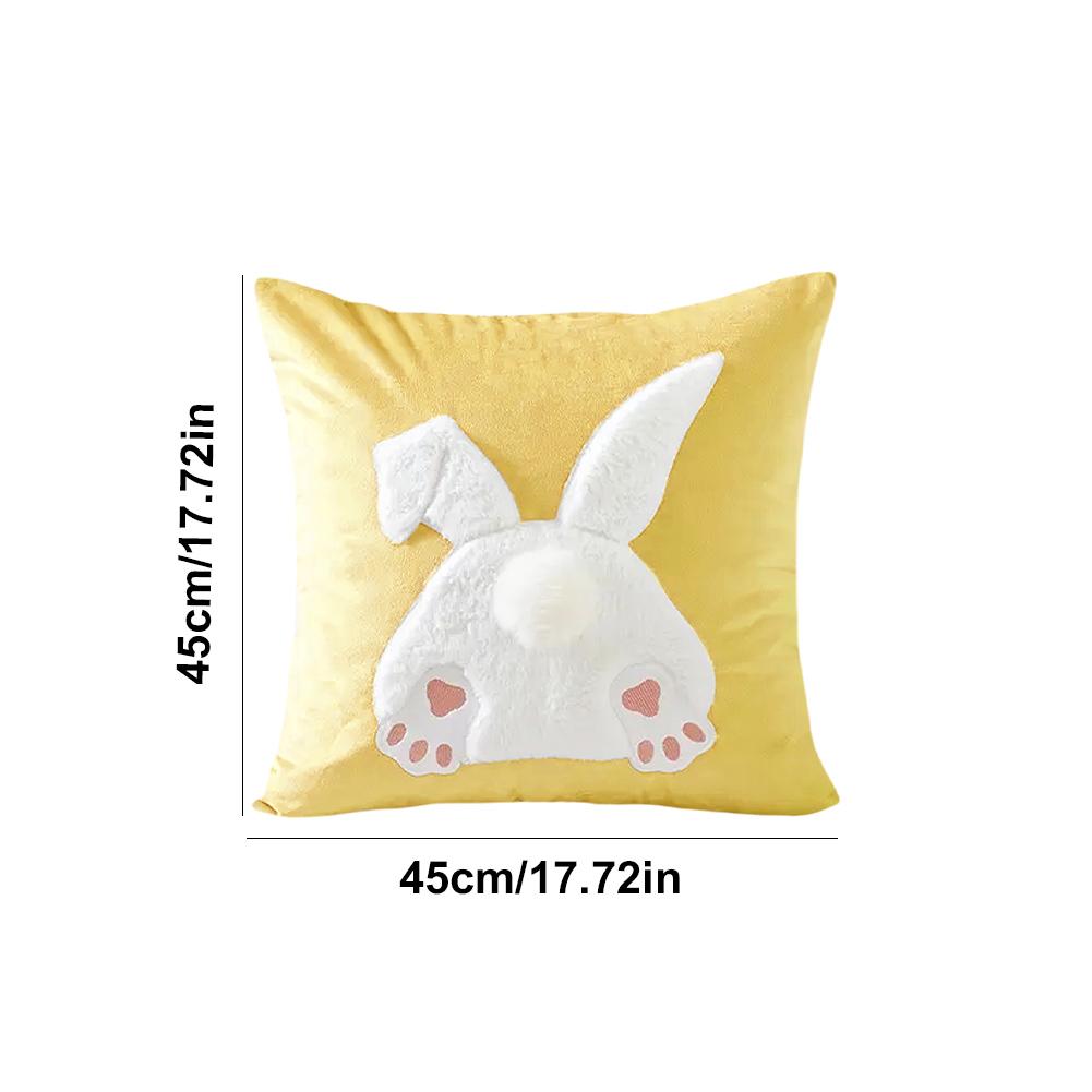 Easter Bunny Pillow Cover 45x45cm Plush Rabbit Pillow Case Happy Easter Decoration Pillowcase for Home Decor Sofa Cushion Cover