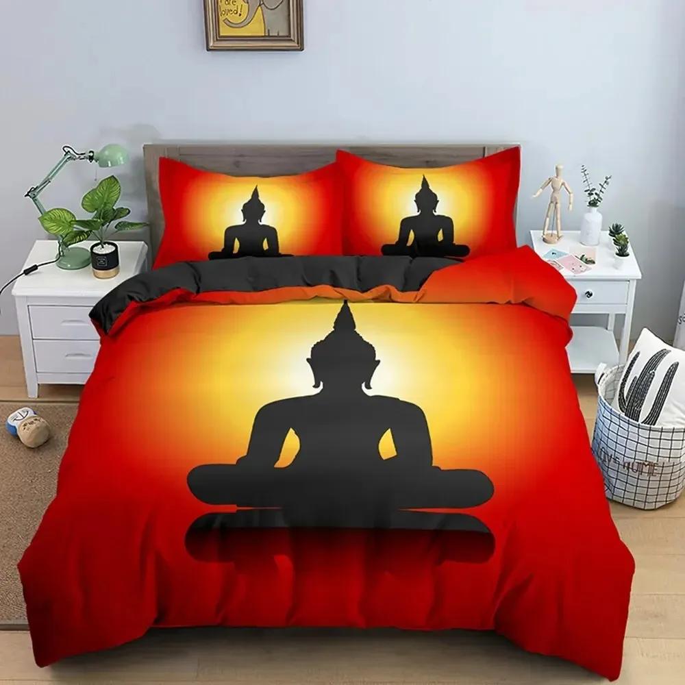 Family Buddha Bedding Set Mandala Quilt Cover Luxury Twin King Size Bed Sets Bohemian Bedclothes With Pillowcase