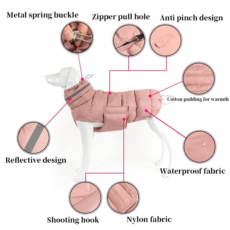 Pet Dog Snowsuit Winter Warm Coat Clothes Down Reflective Jacket Waterproof Fleece Vest Thicken Coat Clothing Dogs Pet costume