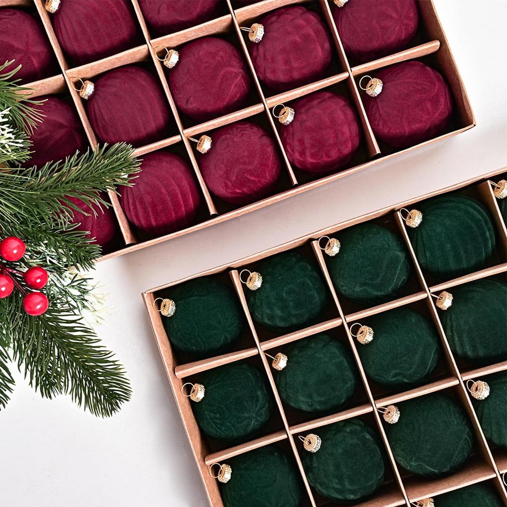 Samt Christbaumkugeln 20 Stück/Karton 6cm Beflockte Baumkugeln Anhänger Ornamente Luxuriöses Design Dekoration Für Weihnachtsdekoration