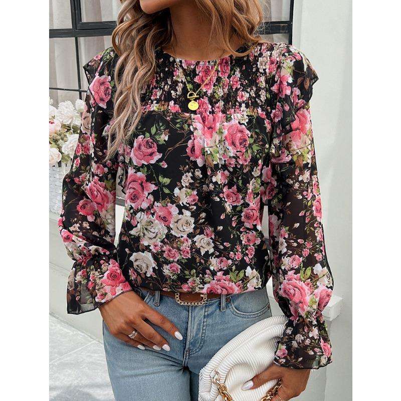 Printed Shirt Female Temperament Long-sleeved Shirt Blouse