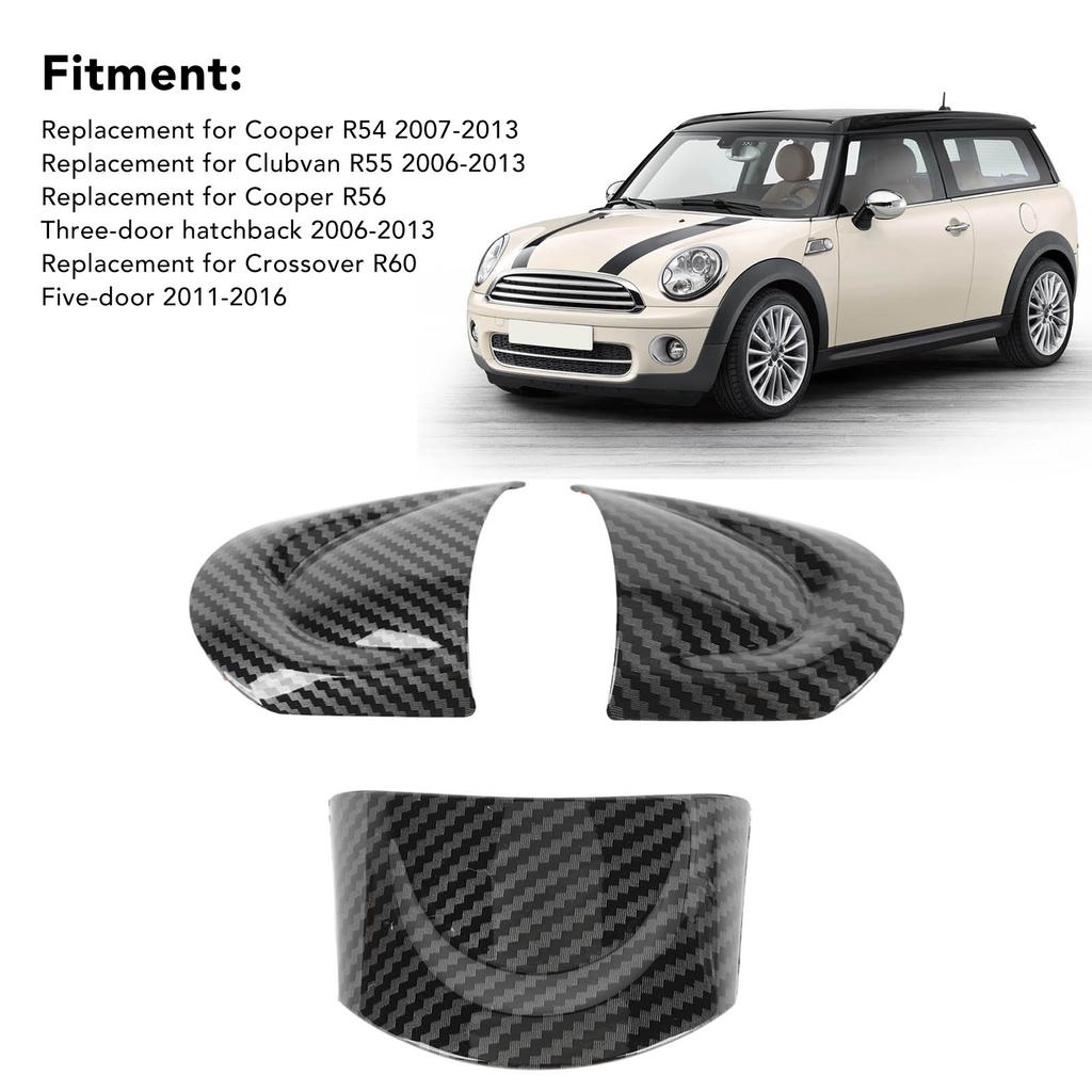 3Pcs/Set Car Steering Wheel Trim Carbon Fiber Look Interior Cover Sticker for Mini Cooper R54 R56 Clubman R55 Crossover R60