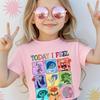 2026 Summer Fashion Girls' Pure Cotton Round Neck Short Sleeve Rainbow Heart Print T-Shirt Casual Versatile Top Trendy Clothing
