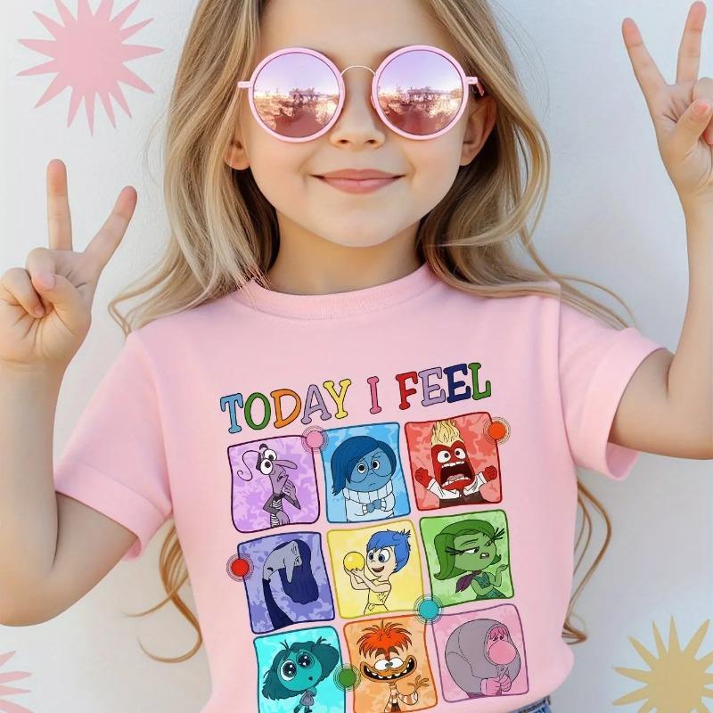 2026 Summer Fashion Girls' Pure Cotton Round Neck Short Sleeve Rainbow Heart Print T-Shirt Casual Versatile Top Trendy Clothing