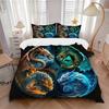 3pcs Composition of Fire Water Earth and Air Dragons Printed Quilt Set - Soft and Comfortable Quilt Cover for Bedroom, Guest Room and Dormitory