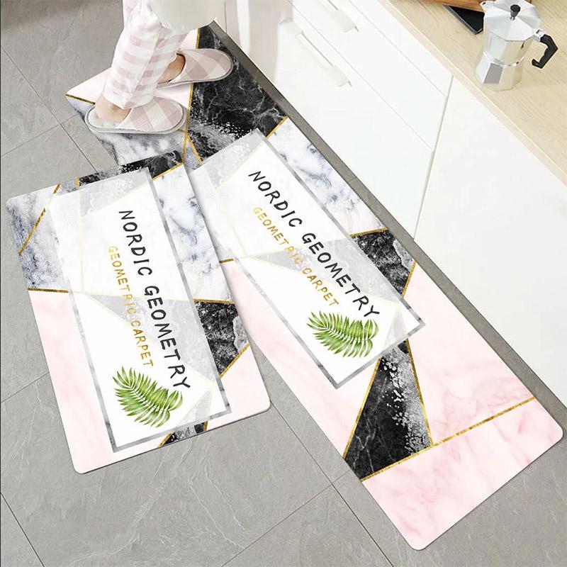2PCS Kitchen Mats Non-slip Absorbent Door Mats Bedroom Door Mats Bathroom Mats Put Grey Mats Home Door Carpets