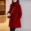Elegant Women's Red Wool Coat, Winter Fashion with A Slim Fit Silhouette and Premium Quality Fabric