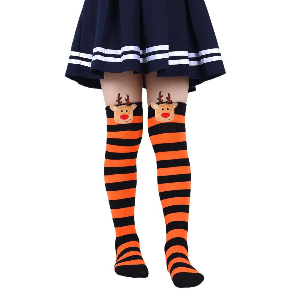 New Arrival Kids Christmas Socks With Cute Cartoon Deer Plush Toy Polyester Fabric Friction Resistant