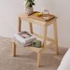 Solid Wood Multifunctional Step Stool Double-Layer High Step Ladder Stable Flower Pot Storage Rack Foldable Shoe Bench
