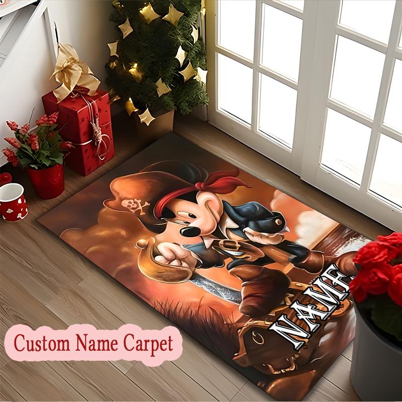 1pc Customize Name Chair Rug for Home Office Use, Jolly Roger Mickey Pirate Area Carpet Appropriate for All Seasons