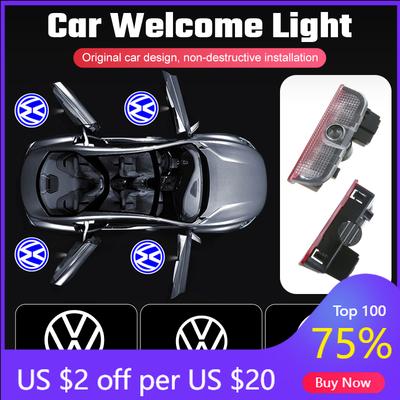 VW GTI GOLF 2026 Hot For VW VOLKSWAGEN LED Car Door Welcome Logo Projector Ghost Shadow Light For VW Volkswagen Tiguan MK1 MK2 S