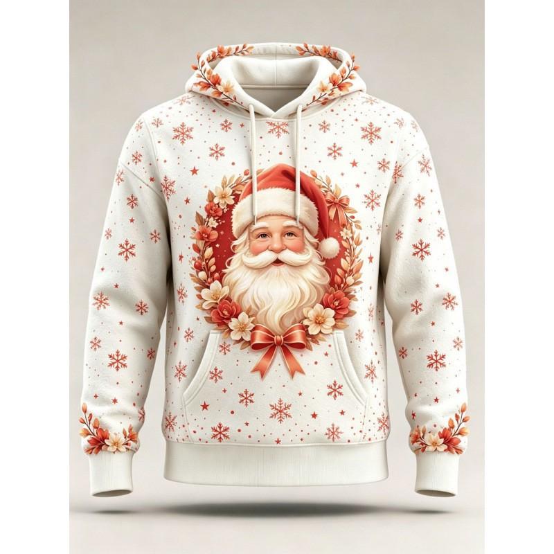 Christmas Hoodie 3D Print Loose Fit Long Sleeve Sweatshirt Men Women Youth Casual Winter Wear