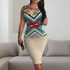 Boho Chic 3D Print Sleeveless Bodycon Midi Dress U-Neck Ethnic 2025 Womens Fashion