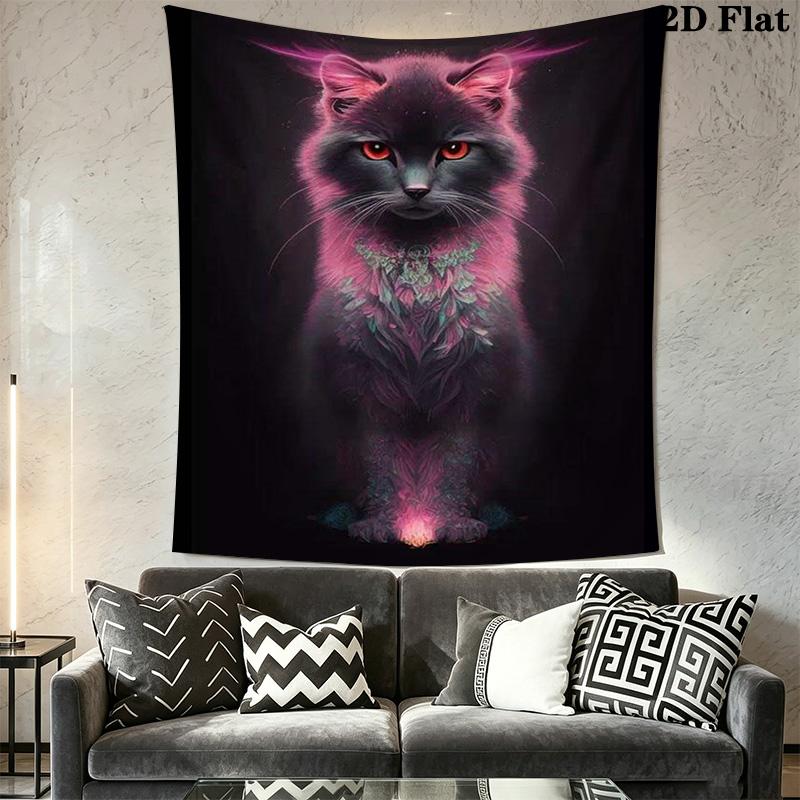 Charming Pink Cat Pattern Home Decor Tapestry, Wall Hanging, Decorative RV Wall Cloth.ZGT0914320