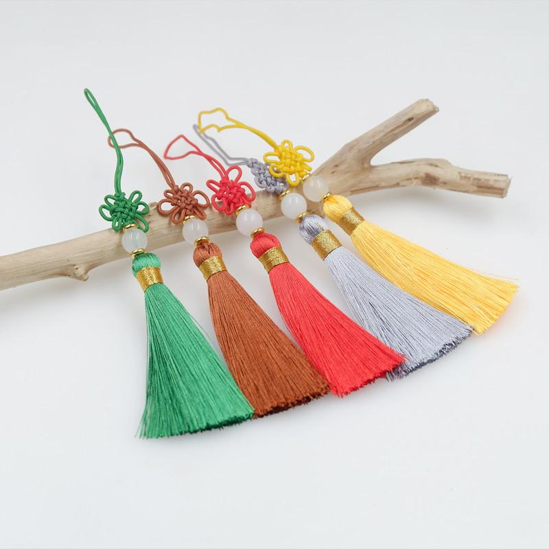 Handgefertigtes fein gewebtes kleines chinesisches geknotetes Fransenohr, hochwertiges Lesezeichen, U-Disk-Kamm, Handyhülle, hängender Ohranhänger.