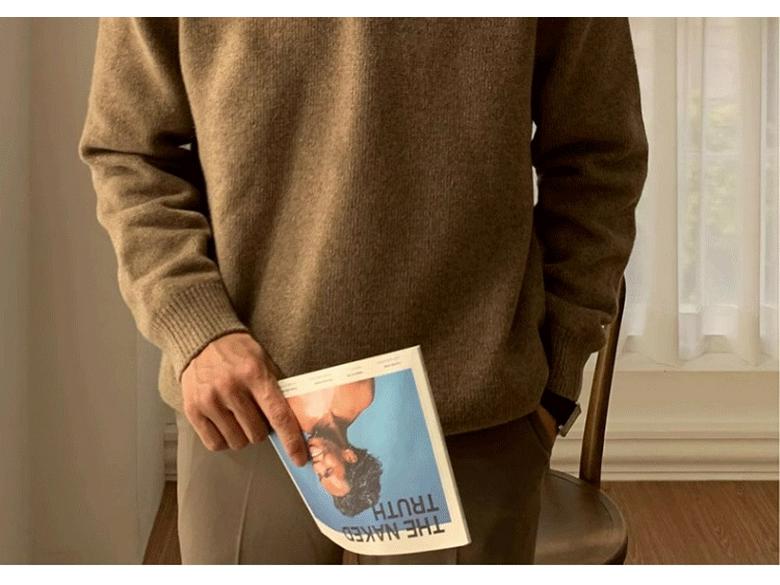 Suéter Polo Masculino de Alta Qualidade Estilo Coreano Cor Sólida - Tricô Casual Tendência com Gola para Outono