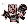 5Pcs/Set The Class of 2024 Glitter Graduation Centerpiece Sticks Set Table Vase Toppers Graduation Party Decor