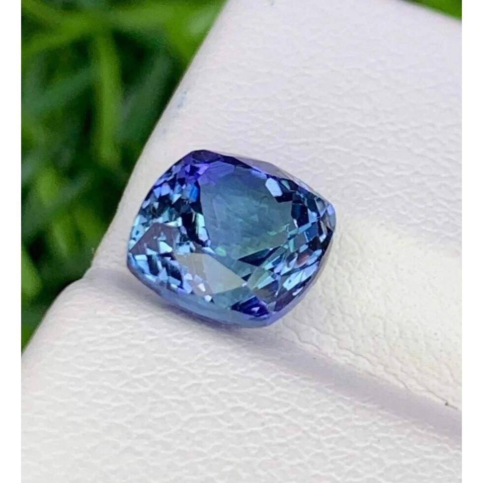 Natural Blue Tanzanite Cushion Extremely Rare Certified Loose Gemstone