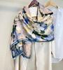 Commuting Versatile Oil Painting Style Medium And Long French Silk Long Scarf Mulberry Silk Silk Scarf Multi-Functional Summer Shawl Ol