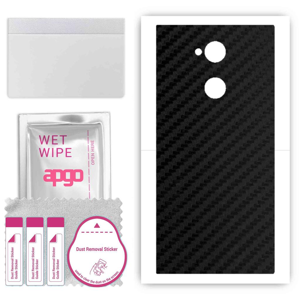apgo Protective Skin Sticker for the Back Compatible with Sony Xperia XA2 Ultra, Wrap Film, Foil, Vinyl - Pattern Carbon Black