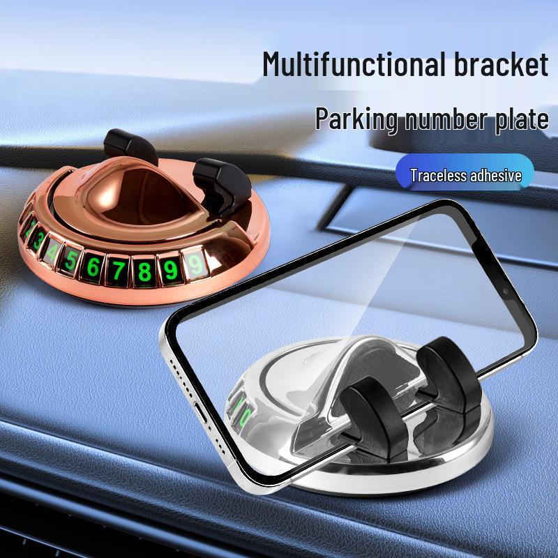 360° Rotating Car Phone Holder & Luminous Temporary Parking Number Plate