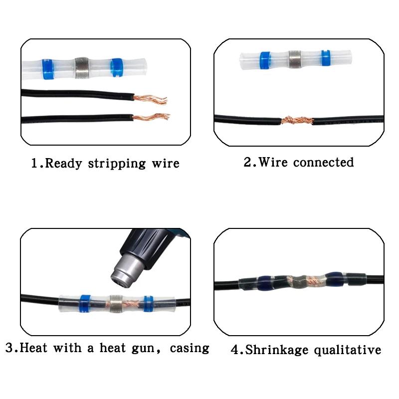 50-250pc Heat Shrink Connectors Waterproof Insulated Electrical Crimp Wire Connectors Splice Terminal For Automotive Marine Boat