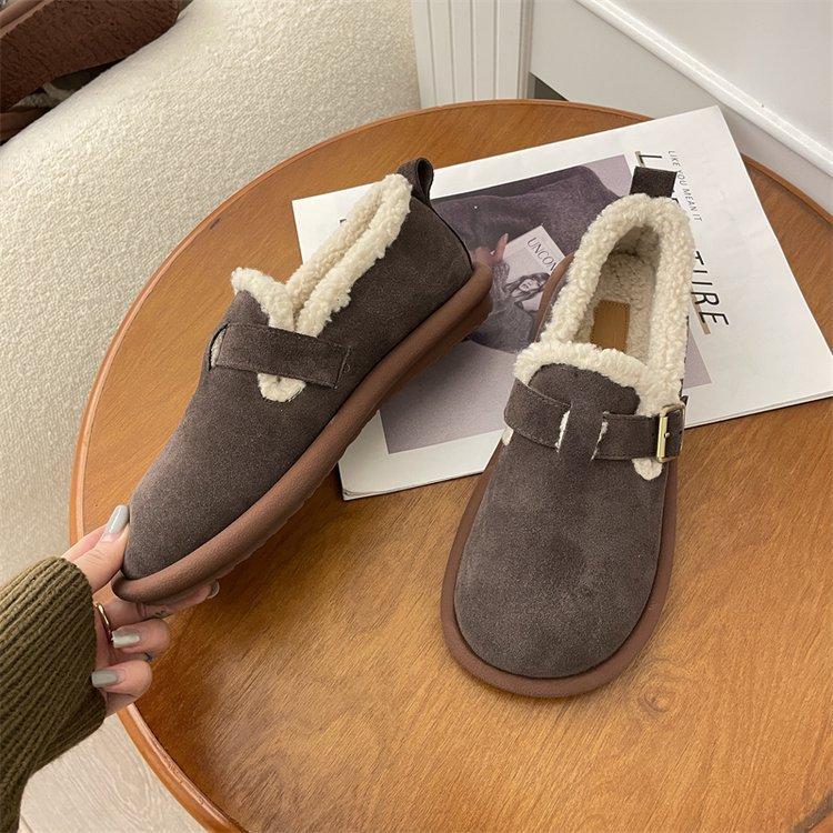 2024 Autumn and Winter Fashionable and Comfortable Women's Retro Casual Loafers Soft and Warm Furry