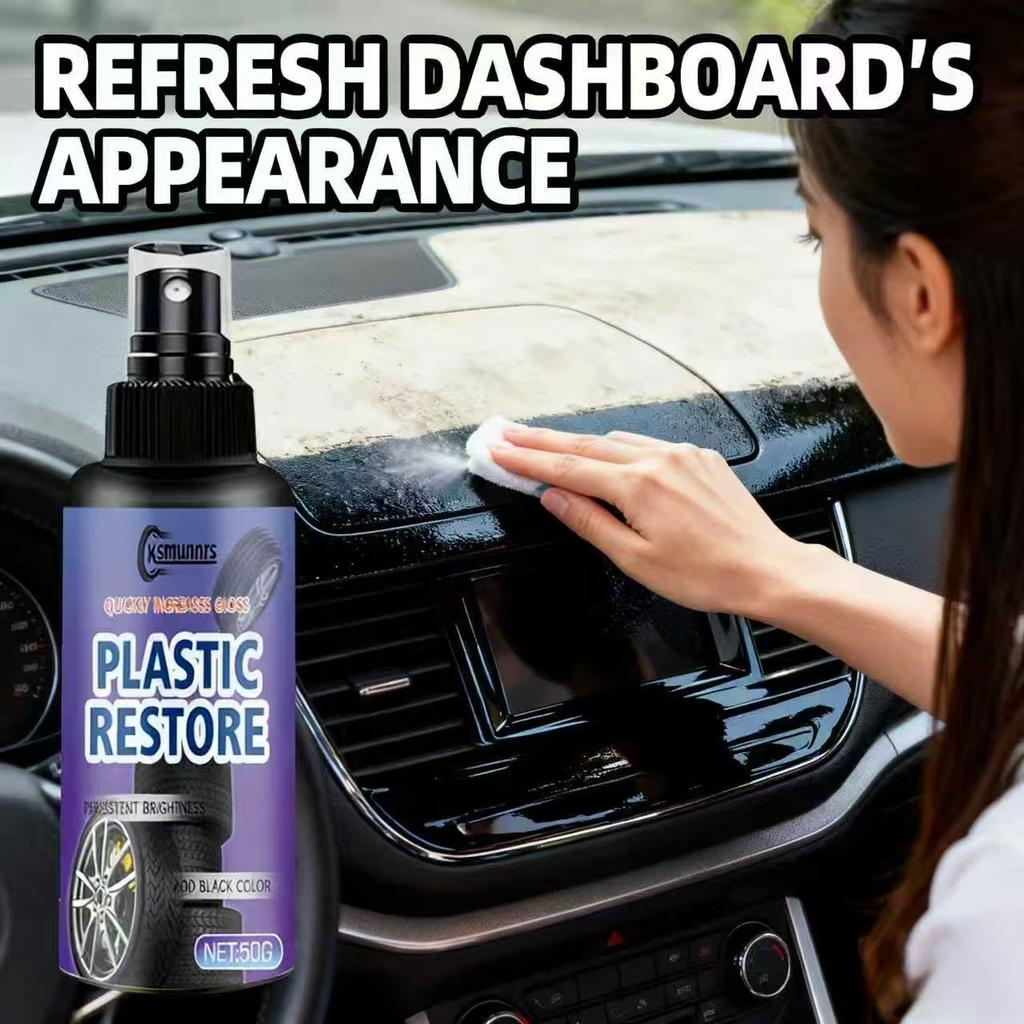 Ksmumns Tire Dressing & Plastic Restore Spray 50g - Car Tire Gloss Enhancer, Add Black Color, Quick Shine & Persistent Brightnes