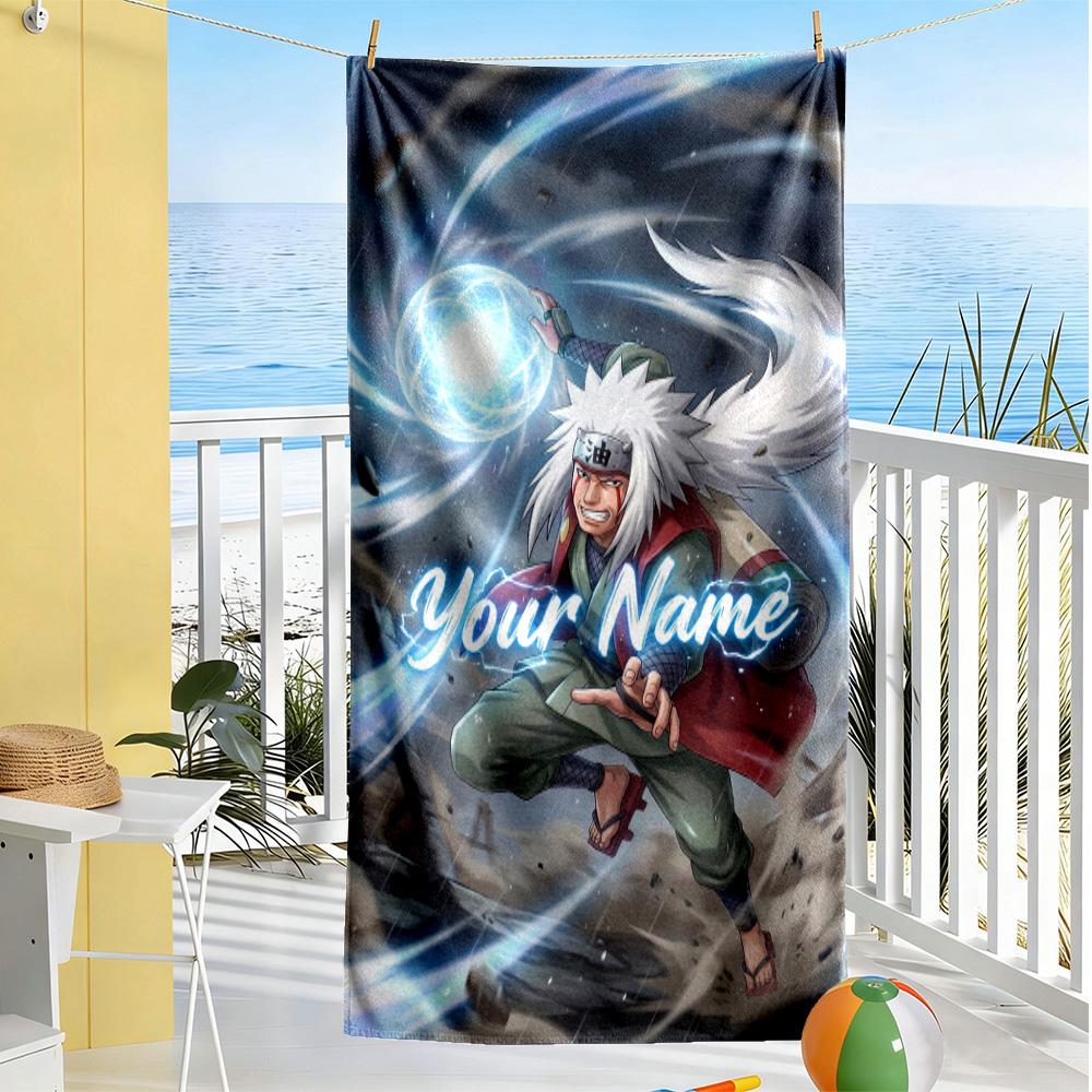 Naruto Character Customize Text Beach Towel Super Soft & Absorbent Portable for SwimmingBeachCamping Travel Beach AccessoriesGym