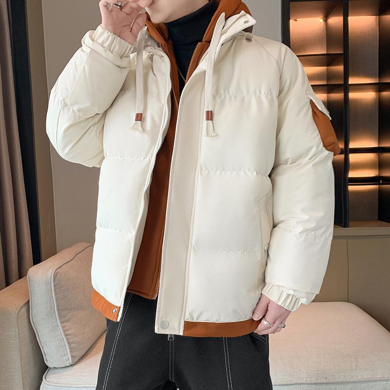 New Autumn and Winter Cotton-padded Clothes Men s Hooded Tooling Casual Cotton-padded Clothes Fake Two Handsome Solid-color Cotton-padded M