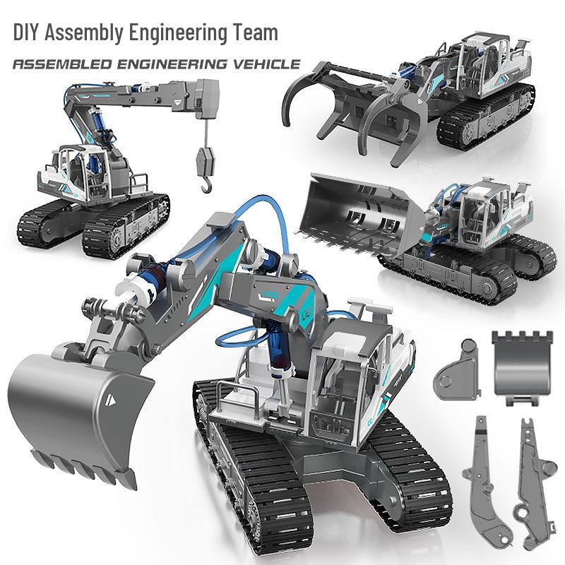 Hydraulic DIY Engineering Vehicle STEM Science Kit: Tracked Bulldozer Excavator Toy