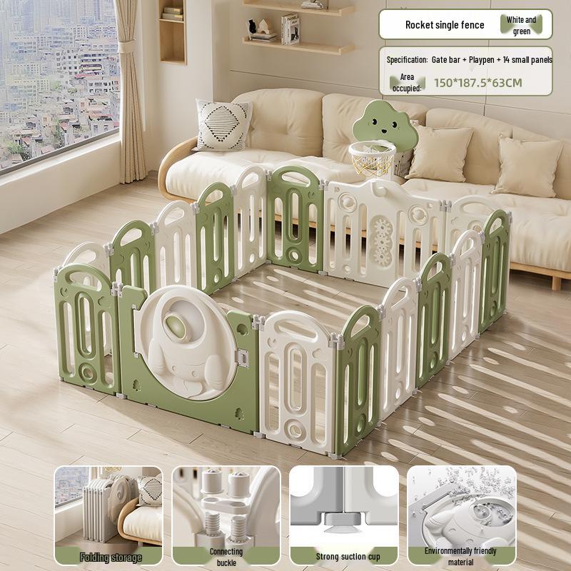 Stackable Baby Basketball Play Fence with Crawling Mat - Indoor Child Safety Solution for Living Room