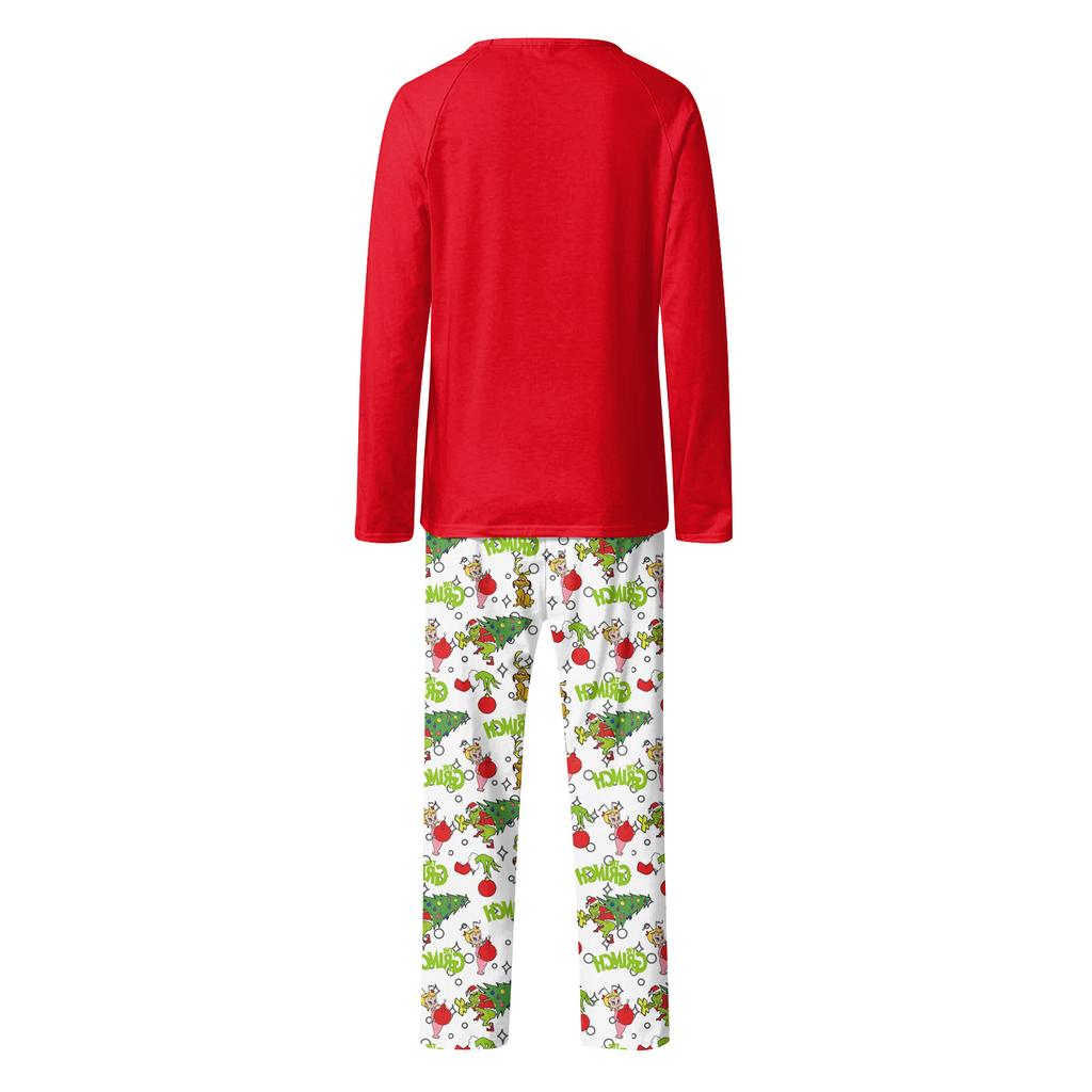 Print Cute Family Set Pajamas, Home Clothes, Family Set Long Sleeve Top Pants Set