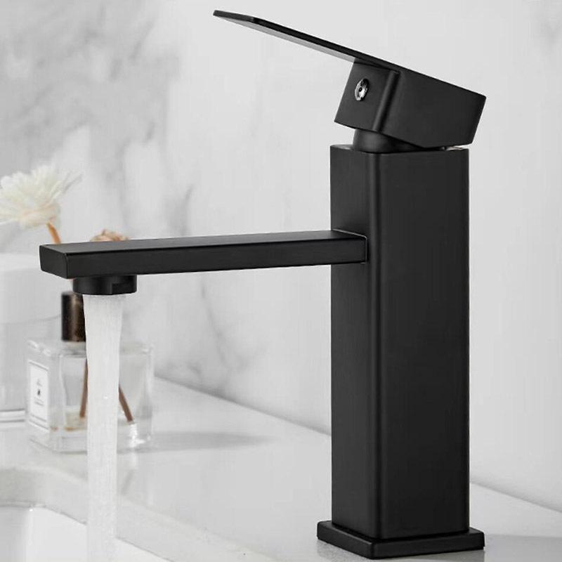 Square Single-Hole Bathroom Faucet for Hot/Cold Water